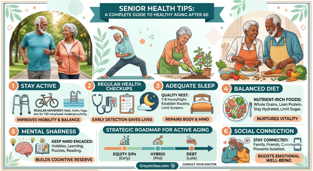 Practical senior health tips to maintain independence, vitality, and well-being in your golden years.