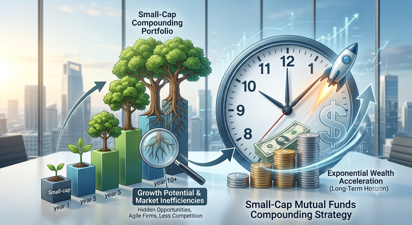 Chart illustrating small-cap mutual funds compounding strategy over long term investment horizons