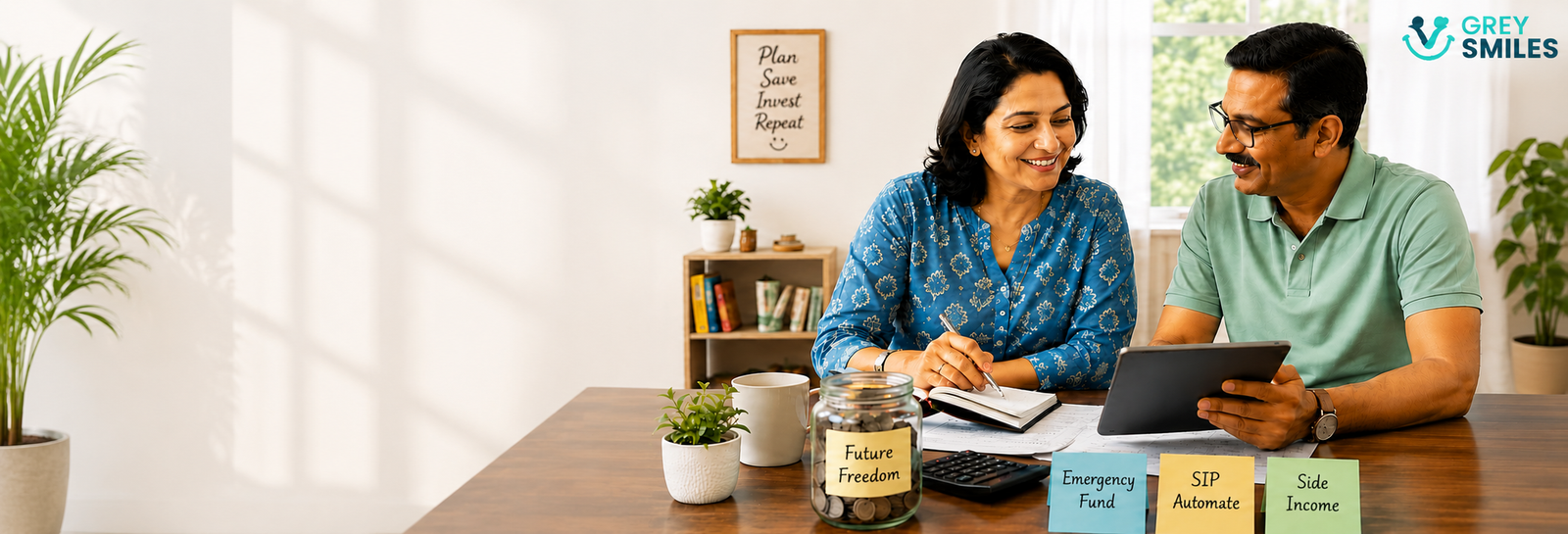 Indian couple planning financial independence and early retirement at home