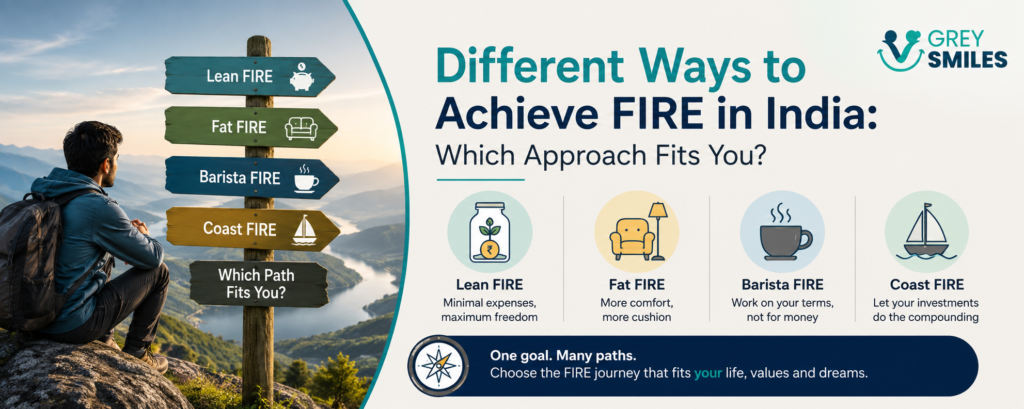 Different ways to achieve FIRE in India including Lean Fat Barista and Coast FIRE