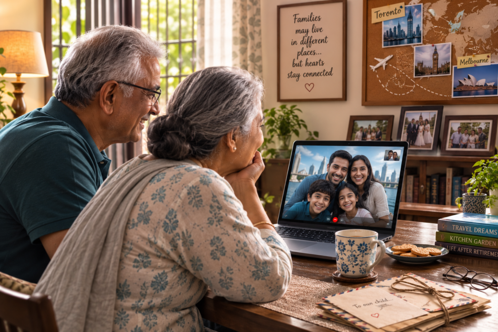 Indian parents staying connected with children abroad through WhatsApp