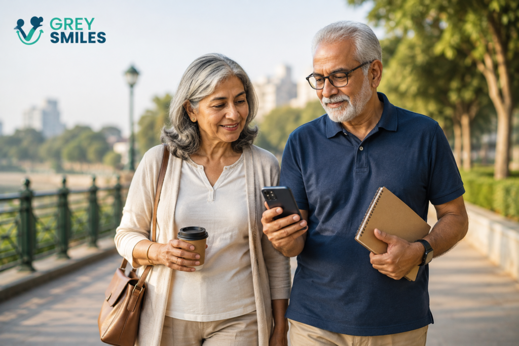 Retired Indian couple planning their retirement income