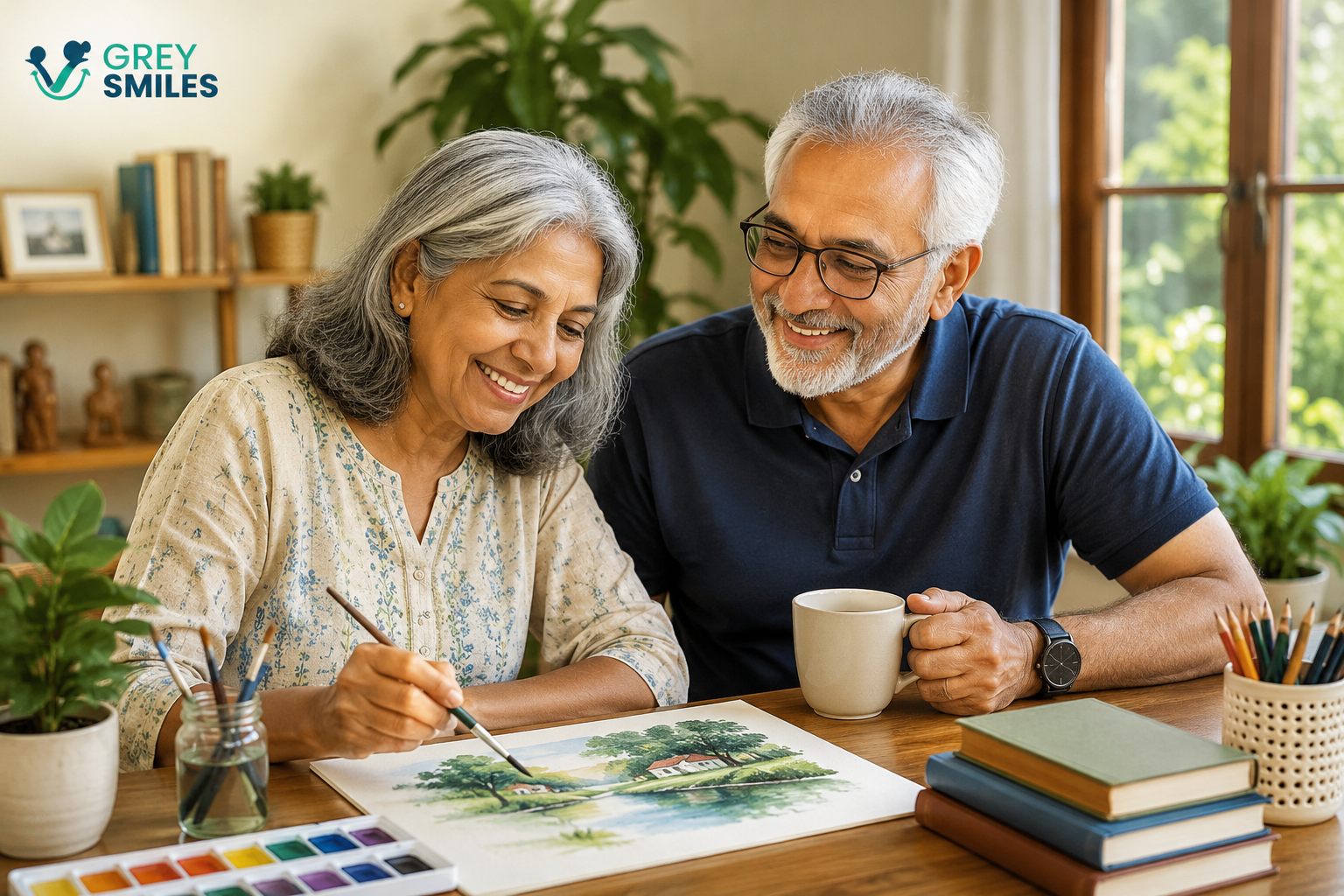 Older Indian couple exploring new interests after 60