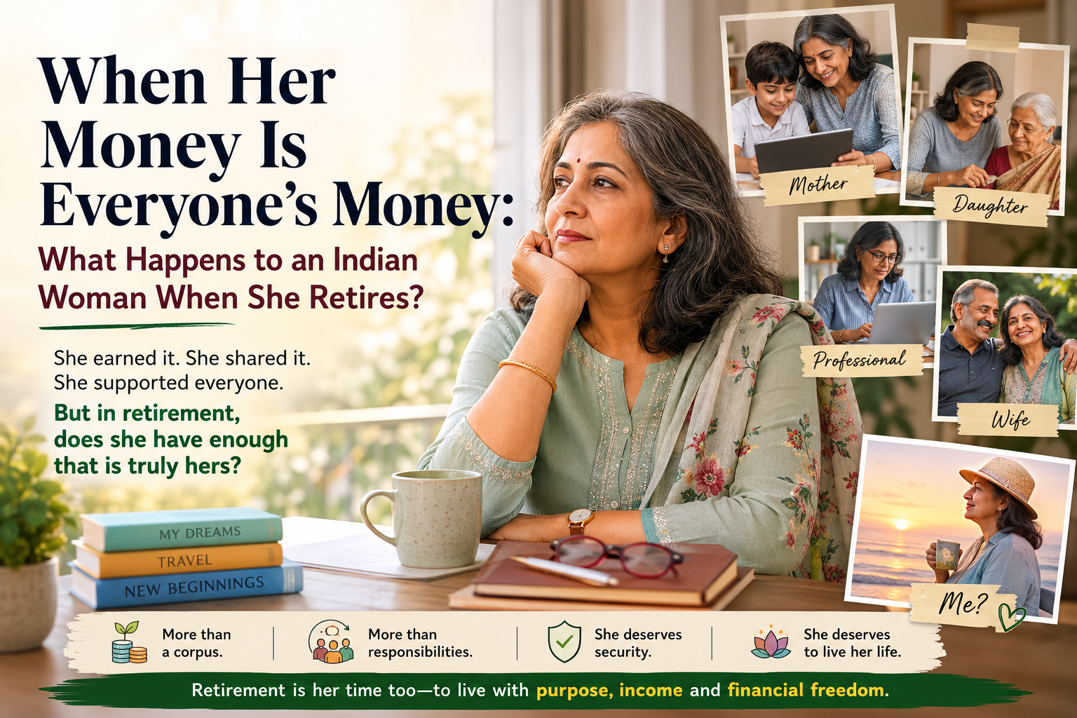 Indian woman planning for financial independence in retirement