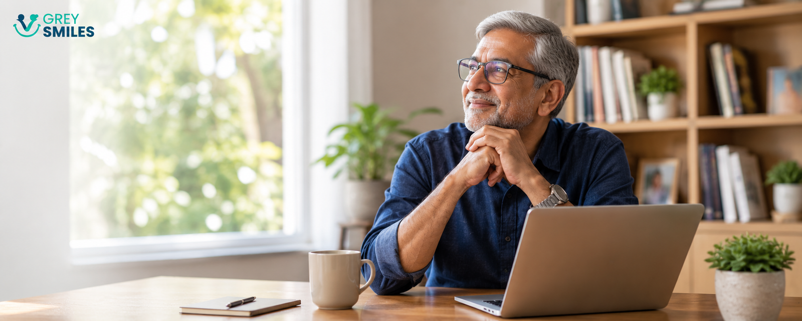 Older man considering flexible work options after retirement