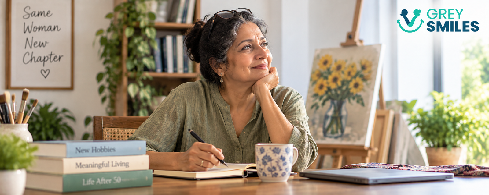 Woman reflecting on identity and life after retirement