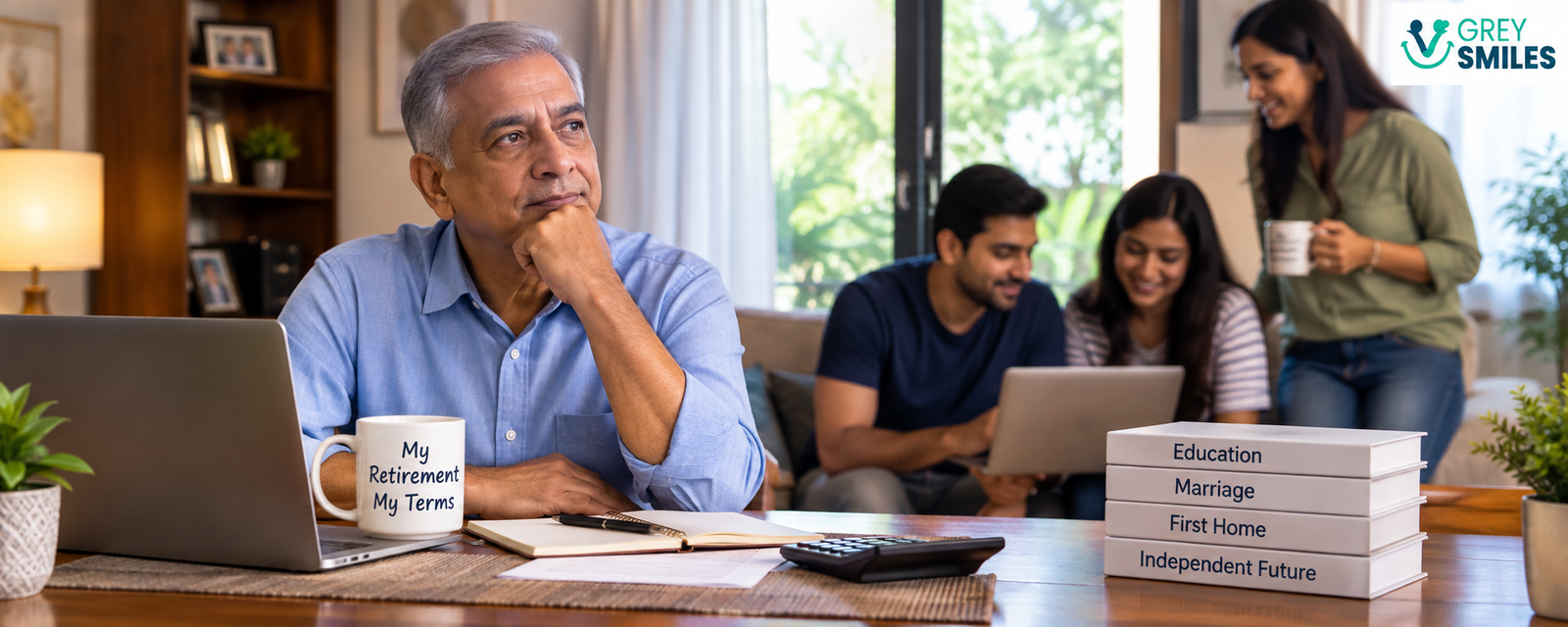 Older Indian parent considering retirement while adult children remain financially dependent