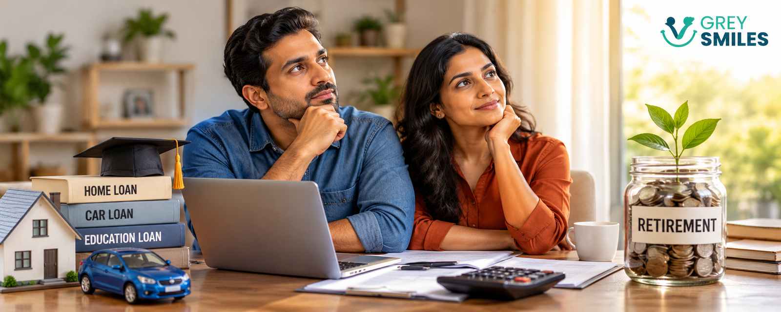 Indian couple considering home, car and education loans while planning for retirement savings